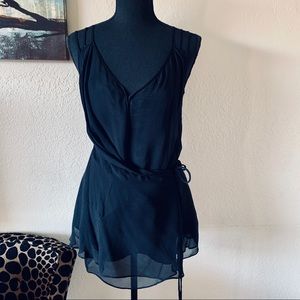 Gary Graham Black Silk Chiffon Wrap Blouse Sz 4